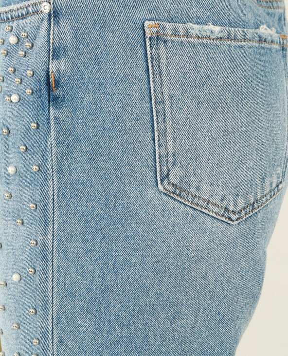 Jean mum à perles bleu foncé - Pimkie