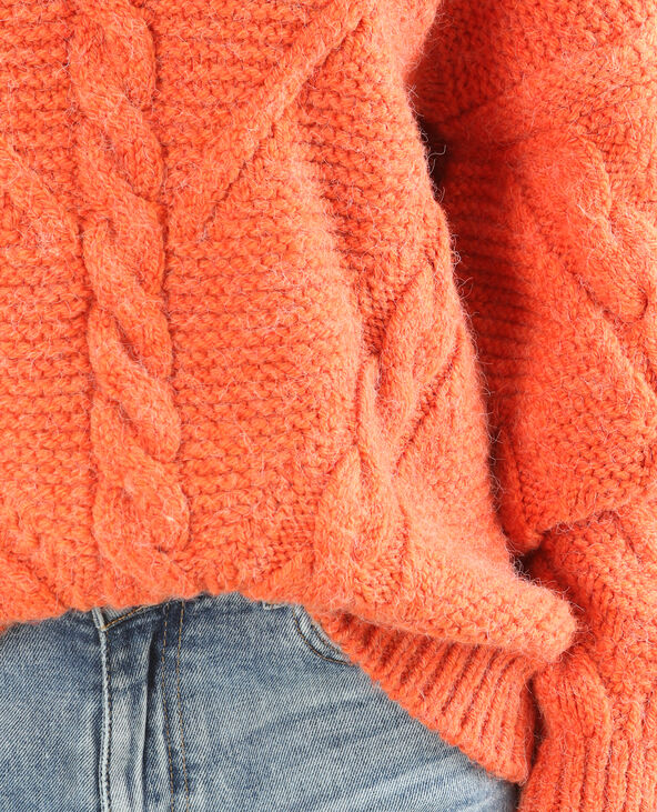 Pull torsadé orange - Pimkie