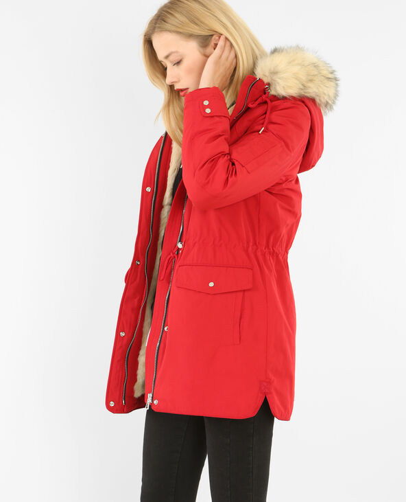 Parka longue à capuche rouge - Pimkie