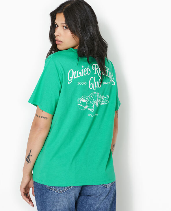 T-shirt oversize avec print poitrine et dos vert - Pimkie