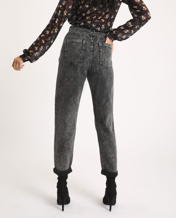 Jean mom acid wash gris foncé - Pimkie