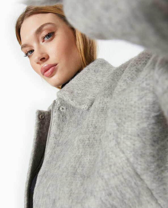 Blouson en drap de laine avec col blanc - Pimkie