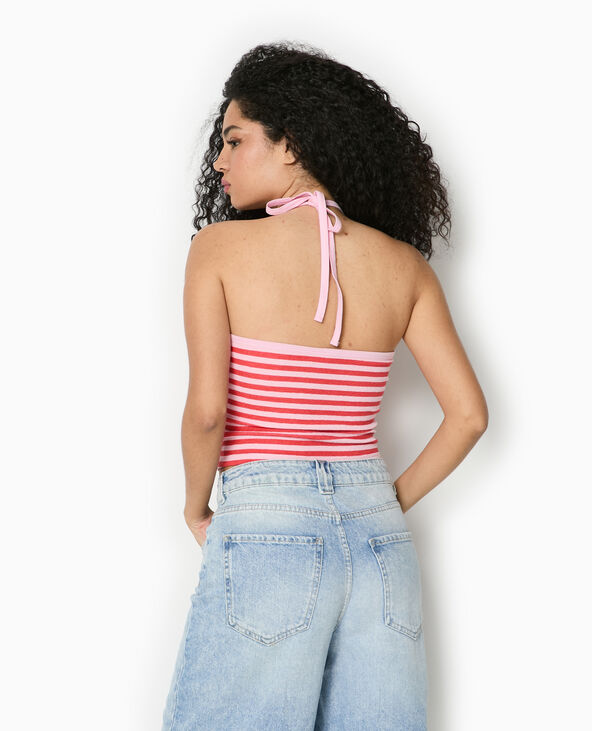 Top dos-nu court rayé rose - Pimkie
