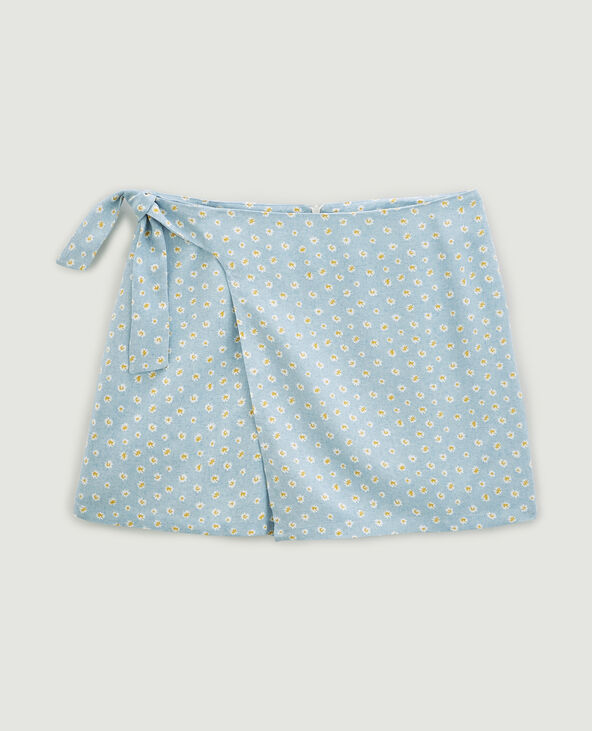 Jupe-short avec ceinture à nouer bleu - Pimkie