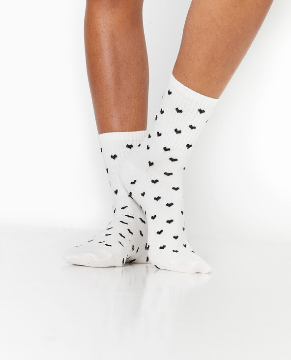 Paire de chaussettes avec cœurs blanc - Pimkie