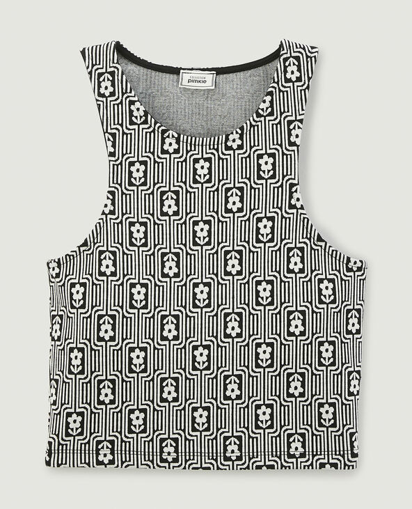 Top court en maille jacquard noir - Pimkie