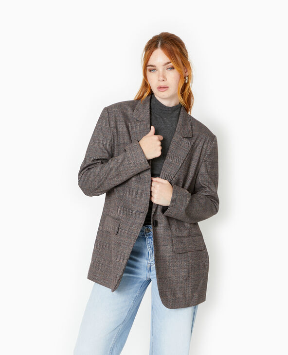Veste blazer motif carreaux noir - Pimkie