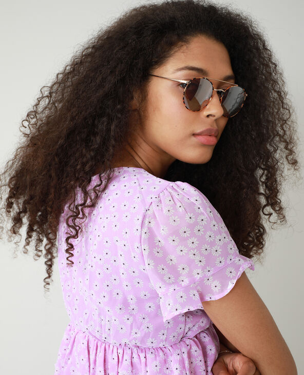 Blouse volantée et fleurie violet - Pimkie