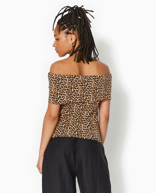 Top encolure Bardot motif léopard marron - Pimkie