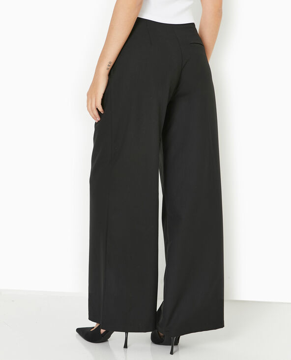 Pantalon large et droit avec pinces noir - Pimkie