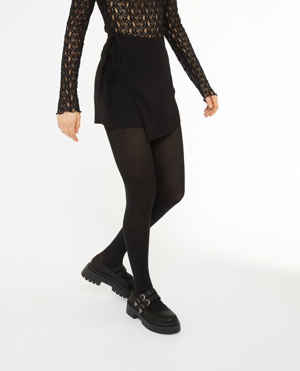 Jupe-short porte-feuille avec nouettes noir - Pimkie
