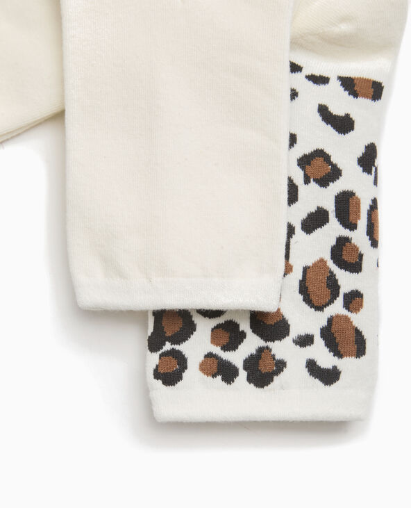 Lot de 2 paires de chaussettes unie + léopard camel - Pimkie