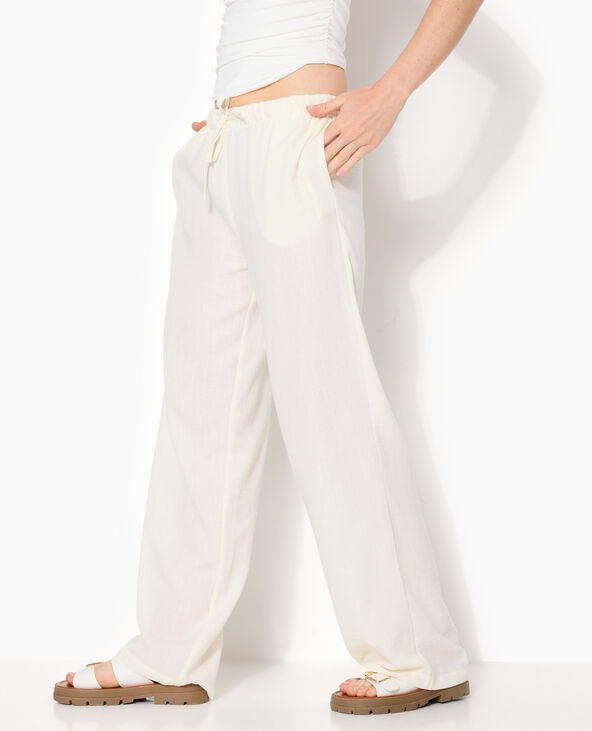 Pantalon droit et large avec ceinture coulissée blanc - Pimkie