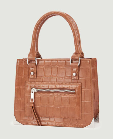Sac boxy effet croco avec chaîne camel - Pimkie