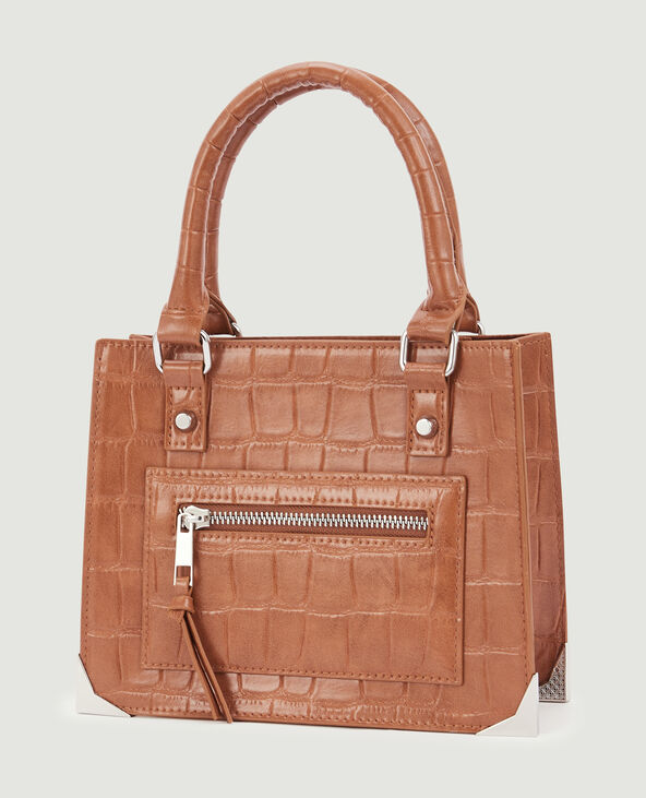 Sac boxy effet croco avec chaîne camel - Pimkie