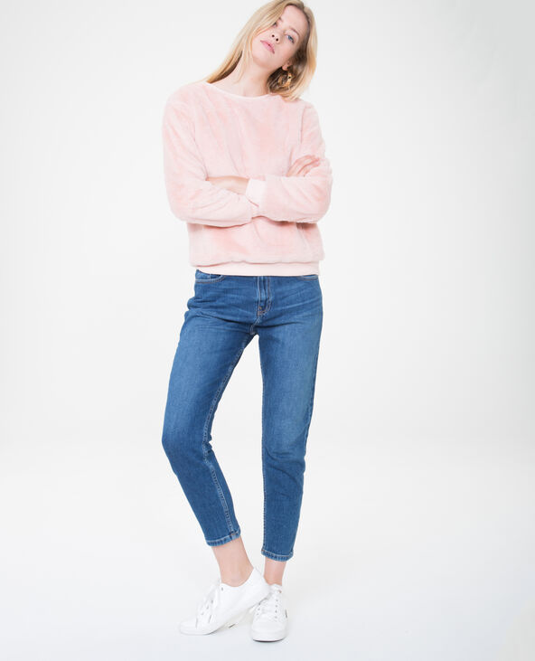 Sweat en fausse fourrure rose clair - Pimkie