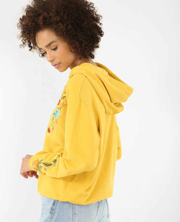 Sweat à capuche brodé jaune ocre - Pimkie