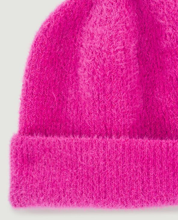 Bonnet en maille fluffy rose - Pimkie