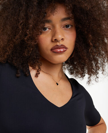 Top col V en maille noir - Pimkie