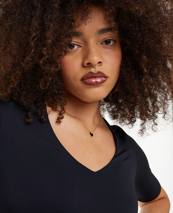 Top col V en maille noir - Pimkie
