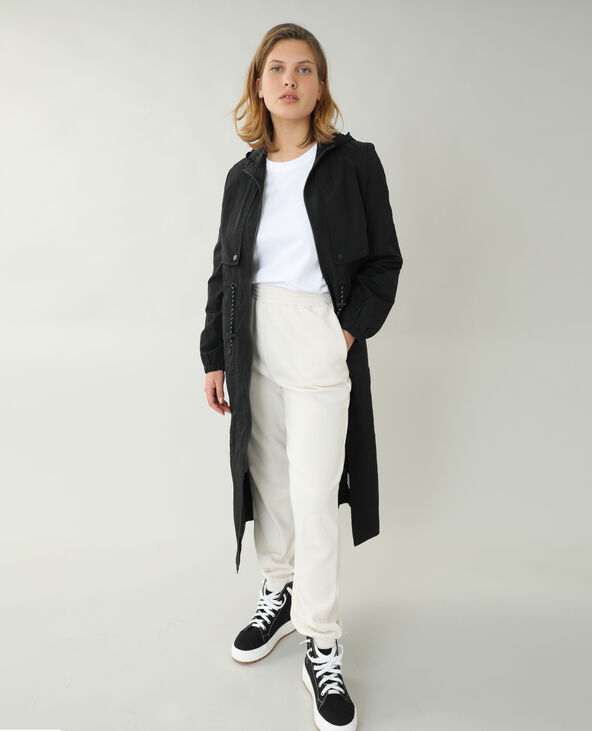 Manteau long coupe-vent noir - Pimkie