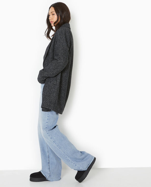 Manteau mi-long avec laine gris foncé - Pimkie