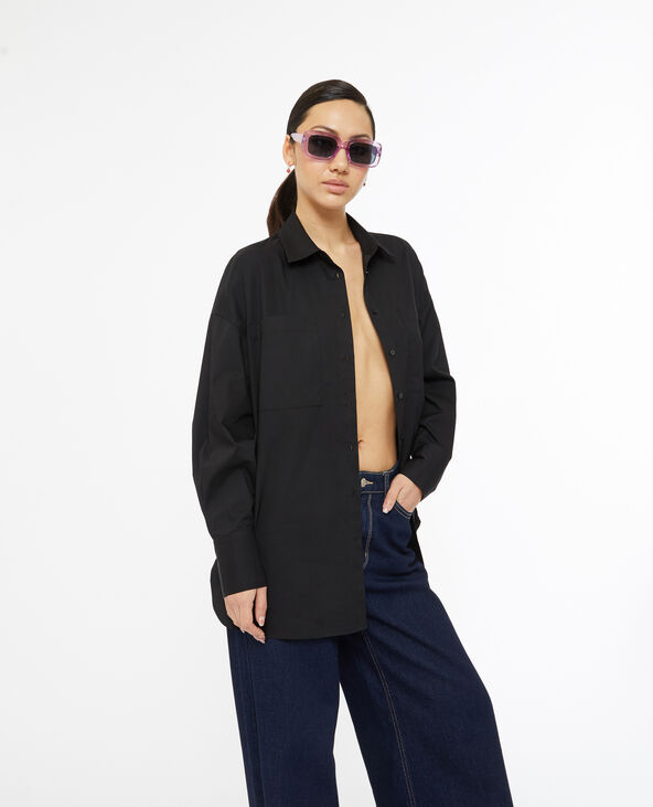 Chemise oversize unie noir - Pimkie