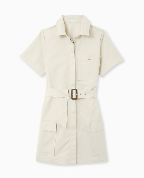 Robe courte boutonnée style saharienne beige - Pimkie