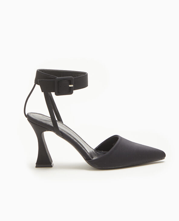Sandales talon bobine avec bride tour de cheville noir - Pimkie