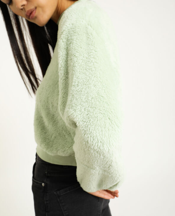 Sweat court peluche vert clair - Pimkie