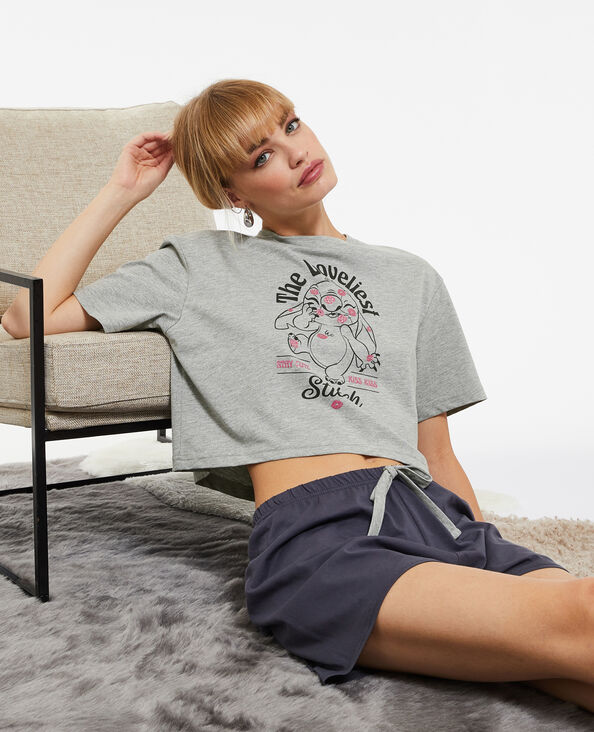 Ensemble pyjama Stitch gris chiné - Pimkie