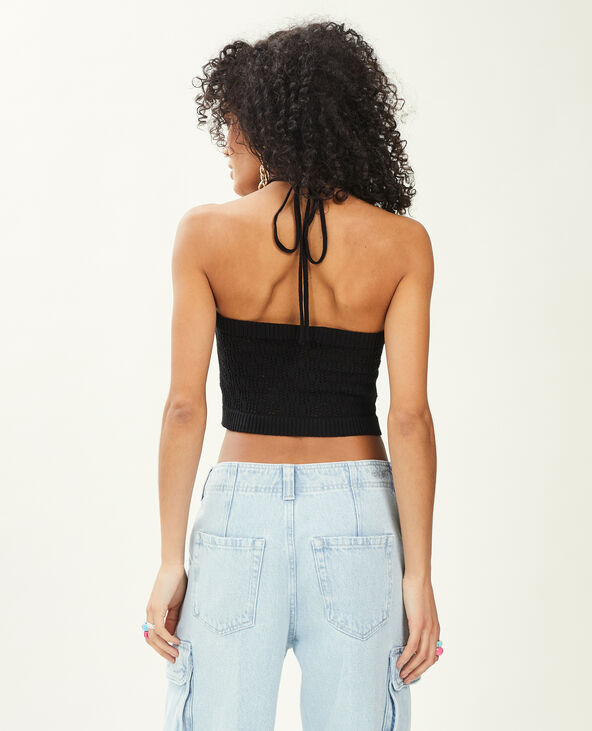 Top dos-nu en maille ajourée noir - Pimkie