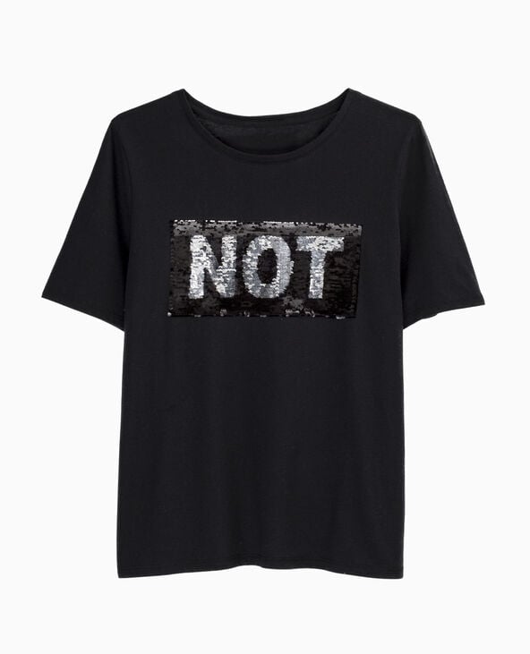 T-shirt message reversible noir - Pimkie