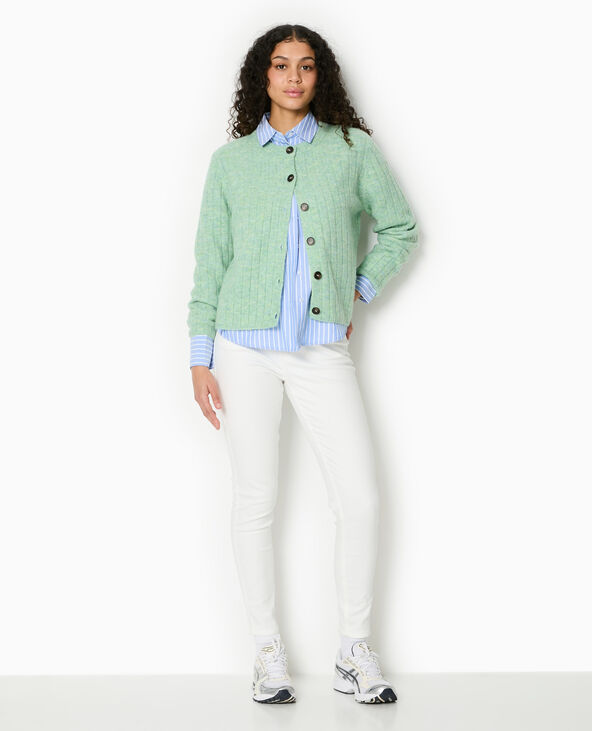 Gilet en maille côtes plates vert - Pimkie