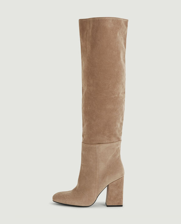 Bottes hautes en suédine beige - Pimkie