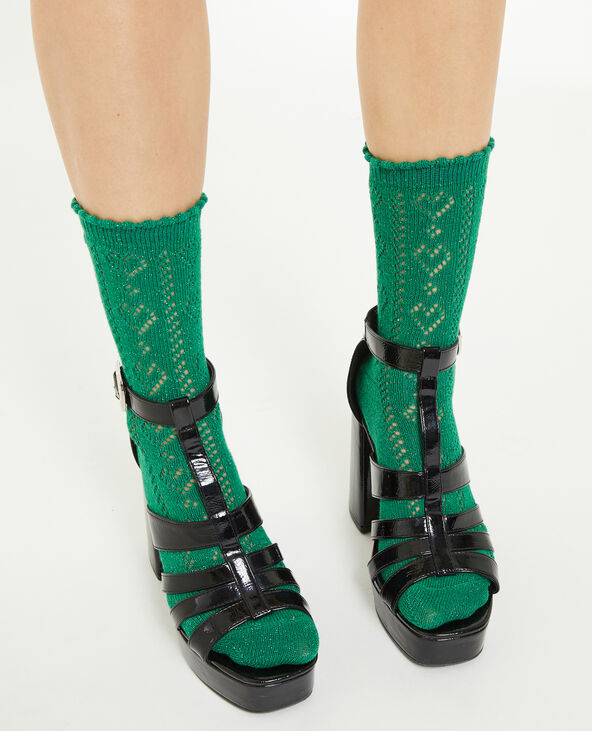 Paire de chaussettes en maille ajourée avec lurex vert émeraude - Pimkie