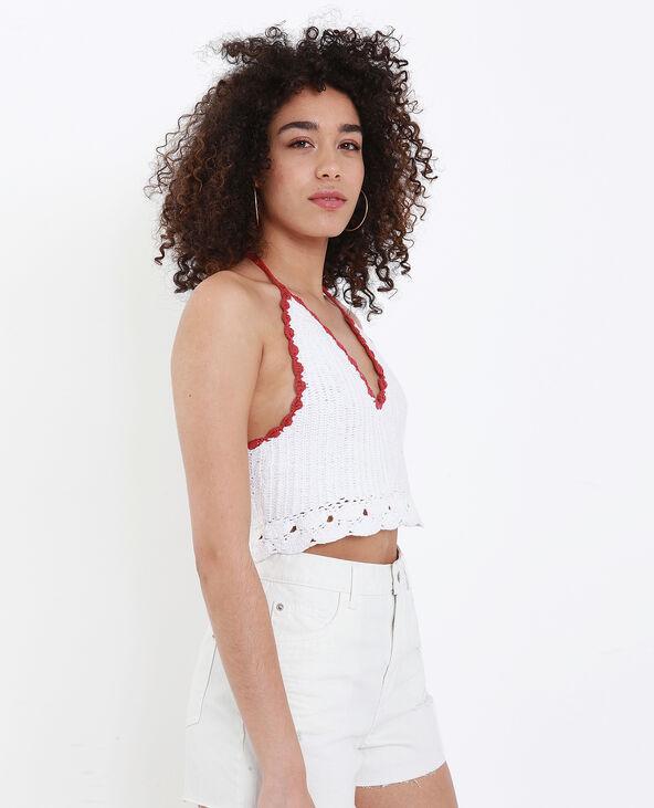 Crop top en crochet blanc - Pimkie