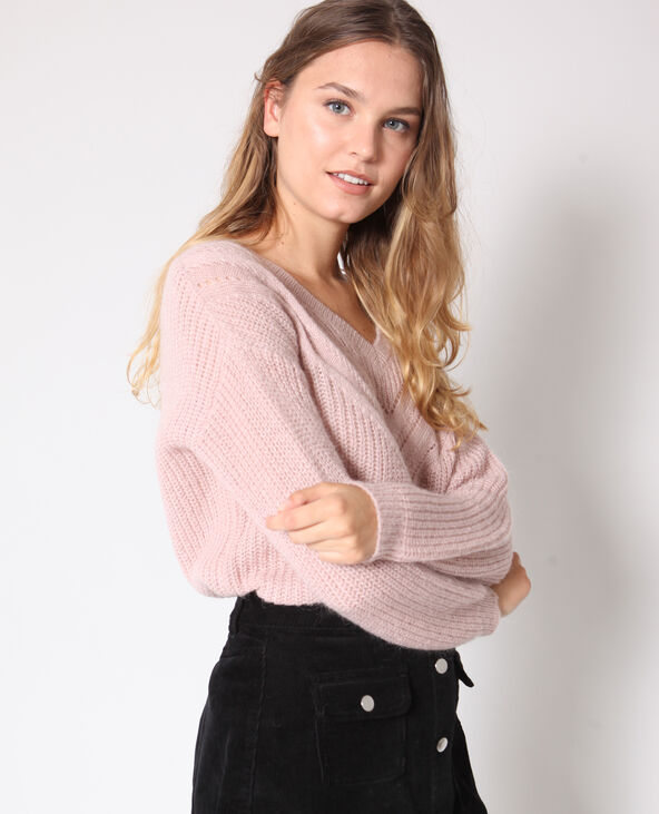 Pull à col V rose - Pimkie