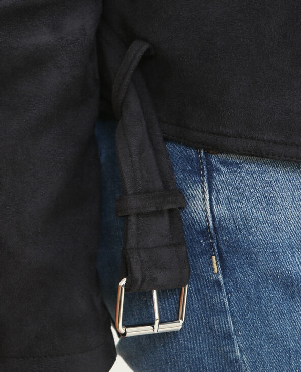 Veste suédine col fausse fourrure noir - Pimkie