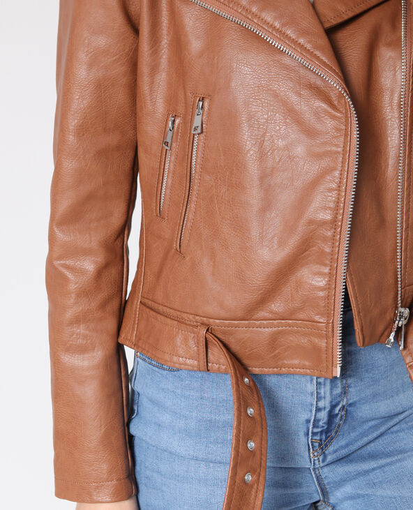 Veste perfecto faux cuir camel - Pimkie
