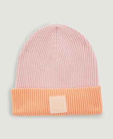 Bonnet bicolore en maille côtelée orange - Pimkie