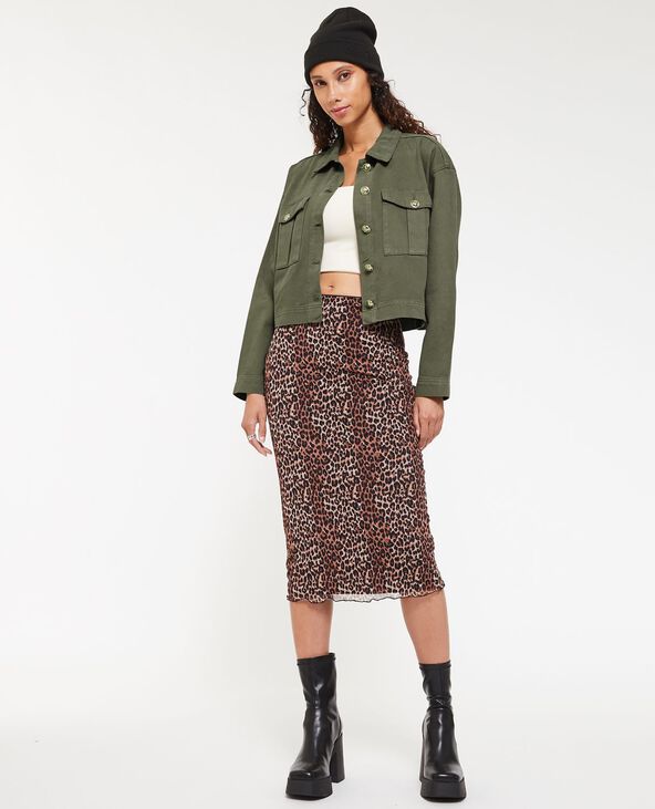 Veste courte avec boutons métalliques vert kaki - Pimkie