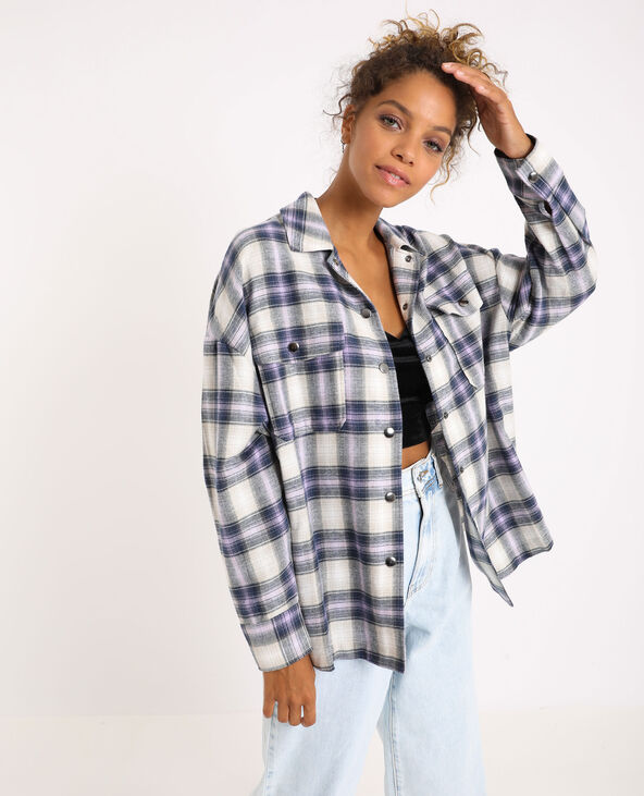 Chemise oversized à carreaux blanc - Pimkie