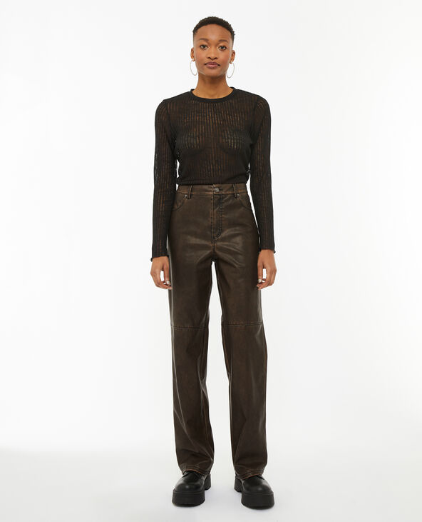 Pantalon droit en simili marron - Pimkie
