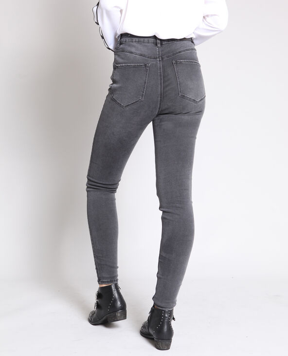 Jean slim gris taille haute shop