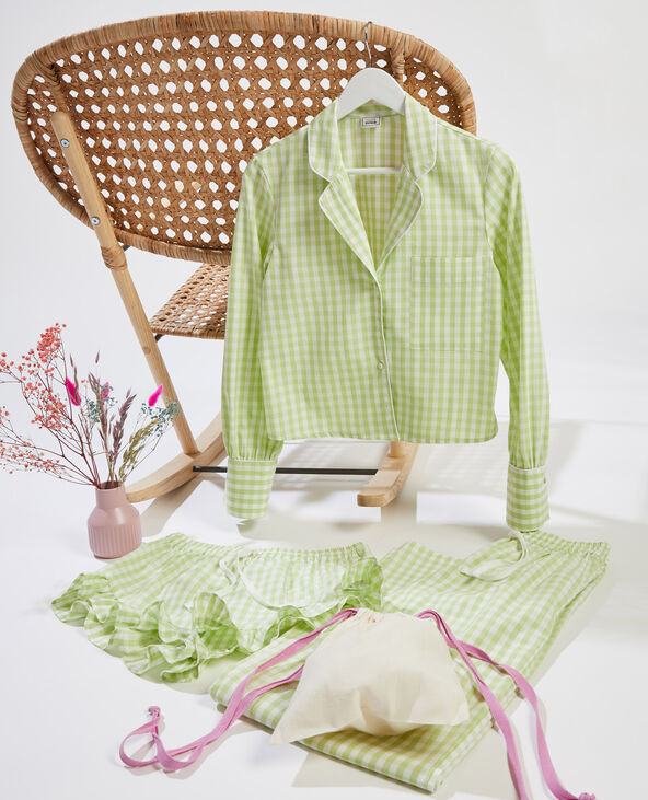 Chemise pyjama vichy vert anis - Pimkie