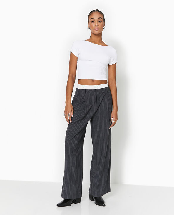 Pantalon large avec effet caleçon apparent gris foncé - Pimkie