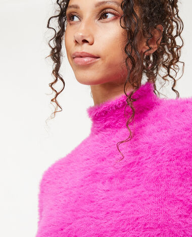 Pull cropped en maille fluffy et poilue rose - Pimkie