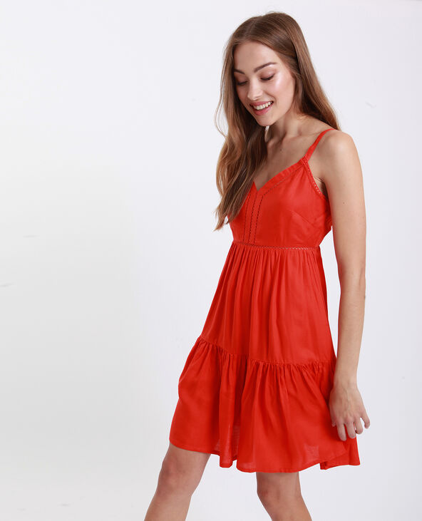 Robe courte ajourée orange - Pimkie