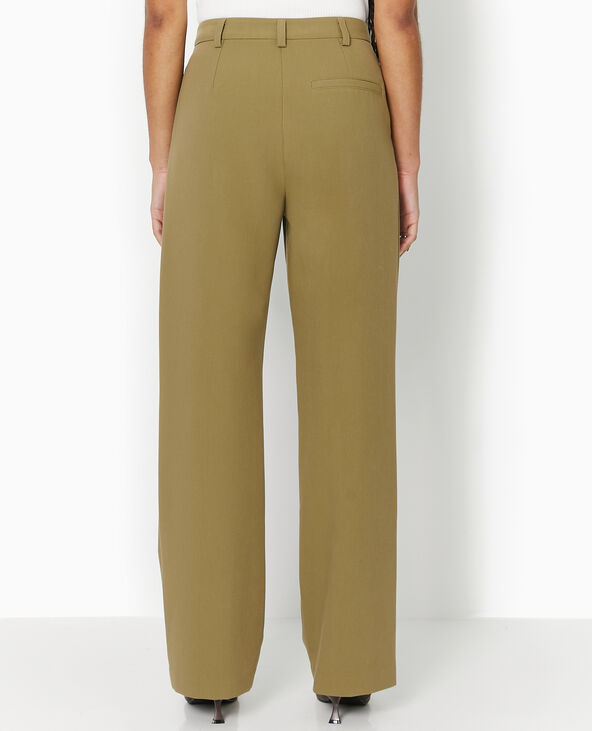 Pantalon droit avec pinces vert kaki - Pimkie